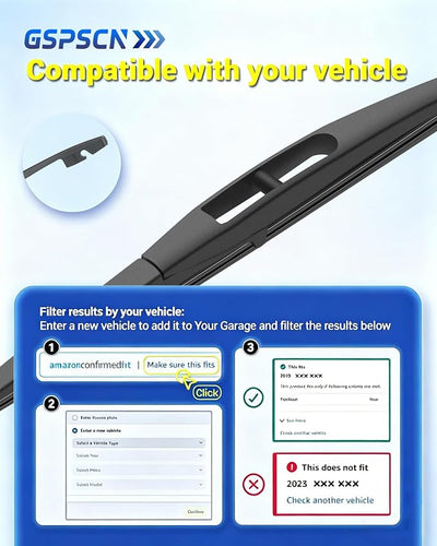 GSPSCN 14" Rear Wiper Blade For Subaru Forester 2024-2006 Ascent 20-19 Impreza Crosstrek 2026-2024 2007-2004 Legacy Outback 2019-2005 Tribeca 2014-2006 /Honda CRV 2011-2007 Fit 2020-2007 Rear Wiper