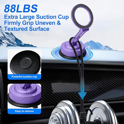 All-Metal Alloy Magnetic Suction Cup Car Phone Mount Holder Dash (Purple) | Strong Powerful Magnetic Heavy-Duty Suction Cup Windshield Dashboard Cell Mobile Phone Mount, Vehicle Bracket Holder for Car