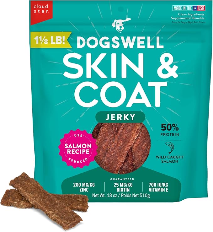 Skin & Coat Jerky Dog Treats, Salmon, 18 oz. Pouch