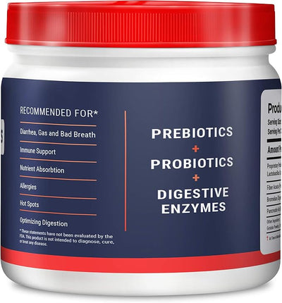 Geneflora Digestive Enzymes Prebiotics & Pet Probiotics for Dogs Powder, Cat, Rabbit, & Dog Probiotics for Yeast, Itchy Skin, and Itchy Ears, 3.2 Ounces
