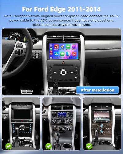 [DSP] 4+64G Android 15 Car Radio for Ford Edge 2011 2012 2013 2014, 9" Incell Touchscreen Car Stereo Wireless CarPlay Android Auto, 5GHz WiFi, Bluetooth 5.0, EQ, GPS, 1280 * 720, Backup Camera, SWC