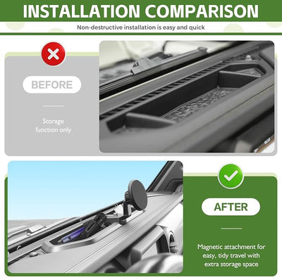 Magnetic Phone Mount Holder for 2018-2023 Jeep Wrangler JL JLU & 2020-2023 Gladiator JT Magnet Dash Cell Phone Cradles Adjustable Phone Stand Accessories for Jeep JL/JT(Not for 4XE/JK/2024+)
