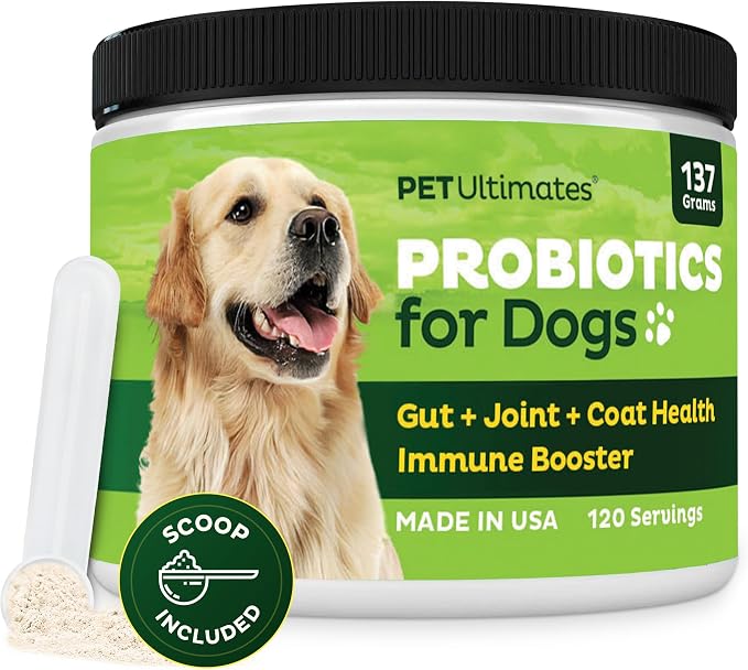 Pet Probiotics for Dogs (137g/120 Servings) – 22-Species Dog Probiotics Powder – Daily Skin and Coat Supplement for Dogs with Digestive Enzymes for Gut Health & Seasonal Comfort