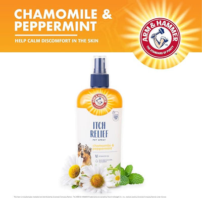 Arm & Hammer for Pets Itch Relief Spray Dogs Baking Soda Soothe Itchy Irritated Skin Hot Spots Chamomile Peppermint 8 FL Oz 6 Pack No Rinse