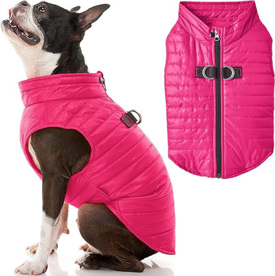 Gooby Puffer Vest - Pink, X-Large - Ultra Thin Zip Up Wind Breaker with Dual D Ring Leash - Water Resistant Small Dog Sweater Coat - Dog Clothes for Small Dogs or Medium Dogs