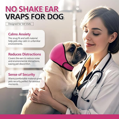 Quiet Ears for Dogs & Calming Dog Snood Reusable, Adjustable Anxiety Relief for Bathing, Grooming, Thunderstorm & Fireworks, Red, Small