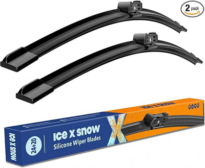 24"+20" Silicone Windshield Wiper Blades Replacement for Audi Q3 A4 Q5 A5 RS5 S5 2020 2019 2018 2017 2016-2009 Oem Quality Wiper Blades Durable and Quiet Windshield Wipers (Pack of 2)