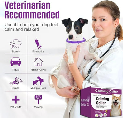Calming Collar for Dogs, 4 Packs Dog Pheromone Calm Collars to Relief Anxiety Stress Separation, Long Lasting Pheromone for 60 Days, 25 Inches Adjustable for Small Medium and Large Dog (Pruple)