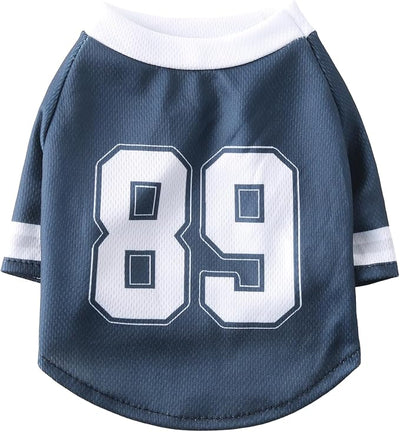 Pet Dog Jersey, Summer Cooling Mesh Fabric, Soccer Sportswear, Lightweight Football Casual Clothes for Small Dogs, Navy Blue, Large