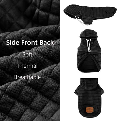 2 Pack Dog Hoodie Sweaters for Small Medium Dogs Warm Dog Clothes for Large Dogs Soft Waffle-Like Laminated Sweatshirt Bulldog (Black+Grey, XXS (Back: 8",Chest: 11", Neck: 7.9"))