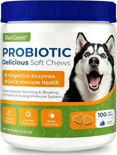 Probiotics for Dogs – Probiotic Chews with 4.8 Billion CFU, Digestive Enzymes & Pumpkin | Dog Gut Health Supplement for Diarrhea, Gas & Sensitive Stomach | Soft Chews for Senior Dogs