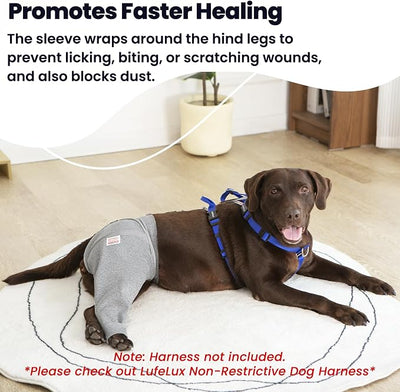 Dog Leg Sleeve for Stop Licking & Post-Surgery Recovery | Protects Injured Rear Legs from Excessive Licking & Scratching | Cone Alternative with Breathable Fabric | Easy to Use (Grey, X-Small)