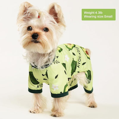 Dog Clothes for Small Dogs Girl Boy Summer Dog Pajamas Puppy Shirt Pjs Soft Doggie Onesie for Yorkie Chihuahua Teacup Cute Pattern Pet Cat Outfits Apparel Clothing, M, Avocado
