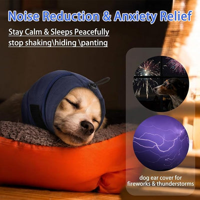 MIGOHI Dog Ear Muffs Noise Protection, Lightweight No Shake Ear Wraps for Dogs Hematoma, Anxiety Relief &Noise Cancelling Dog Ears Cover for Fireworks,Thunderstorms,Separation,Car Ride,Dryer, Blue M