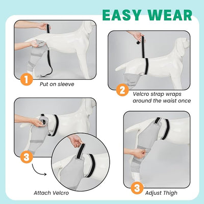 Dog Rear Leg Sleeve to Stop Licking, Hind Leg Protector After TPLO Recovery, ACL Surgery, Wounds or Skin Issues, Soft Breathable Comfortable Cover for Large Medium Small Dogs, M,Left, Light Grey