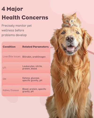 Pawfly Urine Test Strips for Dogs & Cats, 100 Strips, Pet Urine Testing Strips for 10 Parameters, UTI Test Strips, Veterinary Urinalysis Test Strips for Leukocytes, Protein, Ketone, Glucose, pH & More