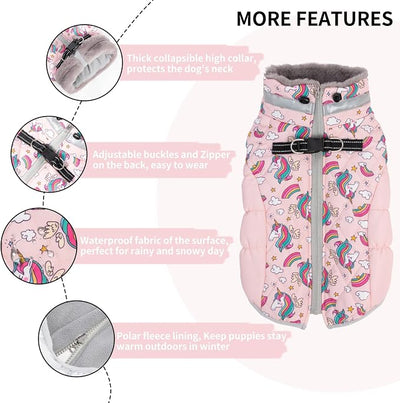 CuteBone Waterproof Thick Dog Winter Coat Doggie Jacket Warm Pet Clothes Comfortable Puffer Dog Vest for Small Medium Large Dogs with Harness Hole YRFN08M