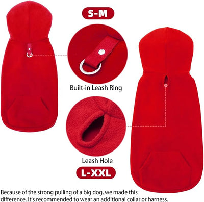 EXPAWLORER Dog Hoodie Fleece Sweater Vest, Hooded Dog Sweatshirt Fall Winter Pet Clothes with Leash Hole, Sleeveless Warm Cozy Puppy Clothing for Cat Small Medium Large Dogs Girl Boy, Red XXL