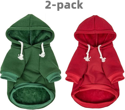 2-Pack Dog Hooded Sweaters & Jackets - Soft Dog Clothes Hoodie for Small/Medium/Large Dogs & Cats | All-Season Comfort & Fit, Stylish Pet Shirts Apparel & Accessories (Wine red, Dark Green, Small)