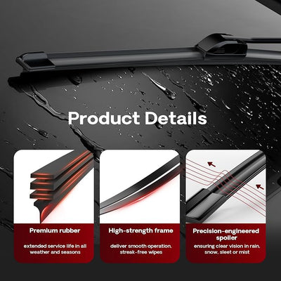 24"/18"/14" Silicone Windshield Wiper Blades Replacement for Subaru Legacy 2009-2005,Forester 2013-2009,Outback 2009 2008 2007 2006 2005+More Cars(Pack of 3) Original Factory Quality,U/J Hook