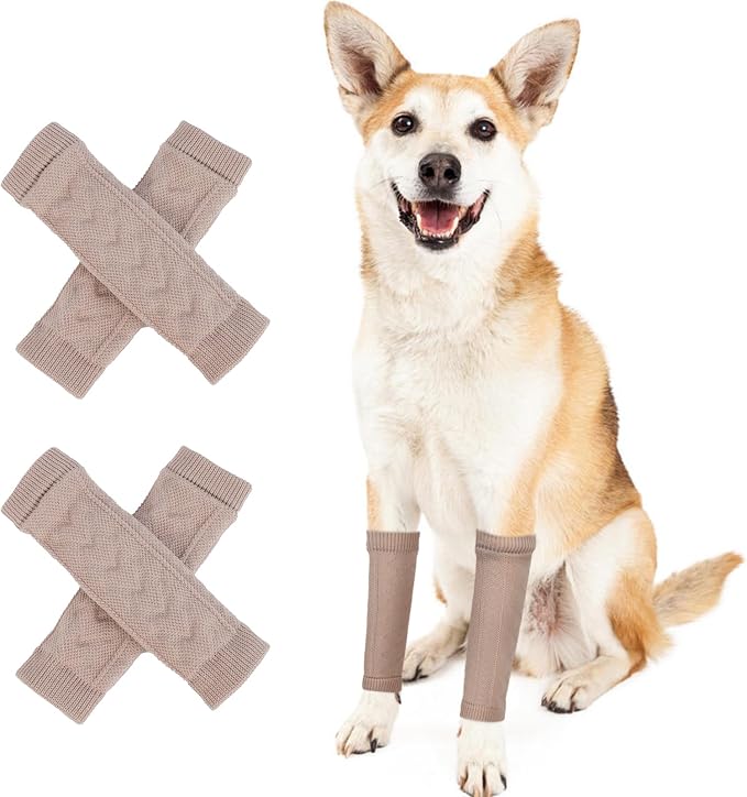 4 PCS Dog Leg Protectors, Hind Leg Sleeve Elbow Knit for Sore On-Legs, Pet Leg Protection, Covers Wounds and Reduces Pain