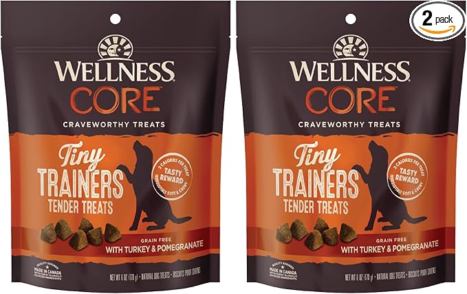 Wellness CORE Tiny Trainers Dog Treats,Natural,Training Treat,Grain Free,Turkey & Pomegranate (6 Ounce Bag),(Pack of 2)