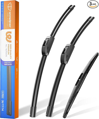 26"+17" Windshield Wiper Blades with 14" Rear Wiper Replacement for Subaru Forester 2012 2013 2014 2015 2016 2017 2018/Subaru Outback 2015-2019-OEM Quality All-Weather J Hook Wipers(Set of 3)