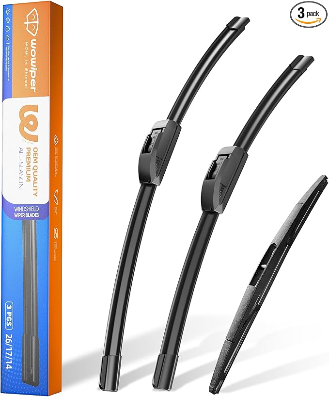 26"+17" Windshield Wiper Blades with 14" Rear Wiper Replacement for Subaru Forester 2012 2013 2014 2015 2016 2017 2018/Subaru Outback 2015-2019-OEM Quality All-Weather J Hook Wipers(Set of 3)