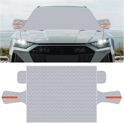 Magnetic Car Windshield Snow Cover, 4 Layers Winter Automotive Windshield Frost Protective Cover with Side Mirror Protector, All-Weather Vehicle Exterior Accessories for Sedan SUV (L)
