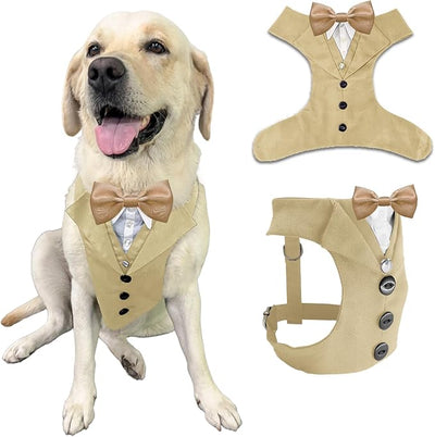 AVERYDAY Dog Tuxedo for Wedding Outfit, Dog Suit and Tie Costumes for Birthday, Halloween, Cosplay, Christmas Party, Pet Formal Wear with Bowtie, Tux for Medium Large Dogs, Bulldog, Labrador, Husky