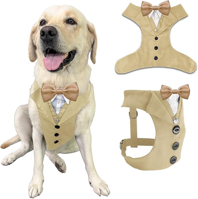 AVERYDAY Dog Tuxedo for Wedding Outfit, Dog Suit and Tie Costumes for Birthday, Halloween, Cosplay, Christmas Party, Pet Formal Wear with Bowtie, Tux for Medium Large Dogs, Bulldog, Labrador, Husky