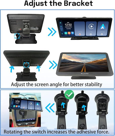 10.26 Inch Wireless CarPlay Screen for Car, Apple CarPlay & Android Auto Touch Screen with Rear Camera, BT Music, Navigation, Voice Control for Vehicles