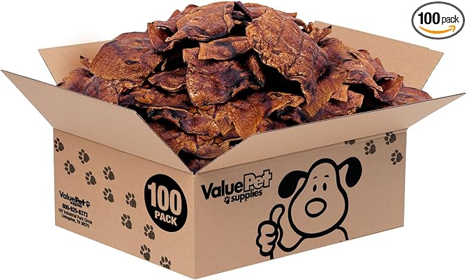 ValueBull USA Rawhide Chips, Natural Beef Flavor, 100 Count Bulk Pack - Natural & Safe, USA Beef Hide, Long Lasting, Chemical Free, No Artificial Flavors