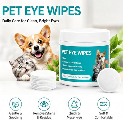 CarePets Eye Defense Wipes, Tear Stain Remover for Pet, Pre-Soaked, Unscented, Dirt & Irritation, Ideal for Sensitive Eyes, Keeps Your Dog’S Eyes Clean, Comfortable & Healthy Every Day (1pcs)