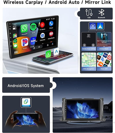 [8 CORE 4G+64G] for Toyota Sienna 2011-2014 Car Radio with Wireless Carplay/Android Auto, 9 Inch Android 15 IPS Touch Screen Car Stereo, Bluetooth, GPS, 5G WiFi, SWC, DSP+HD Backup Camera