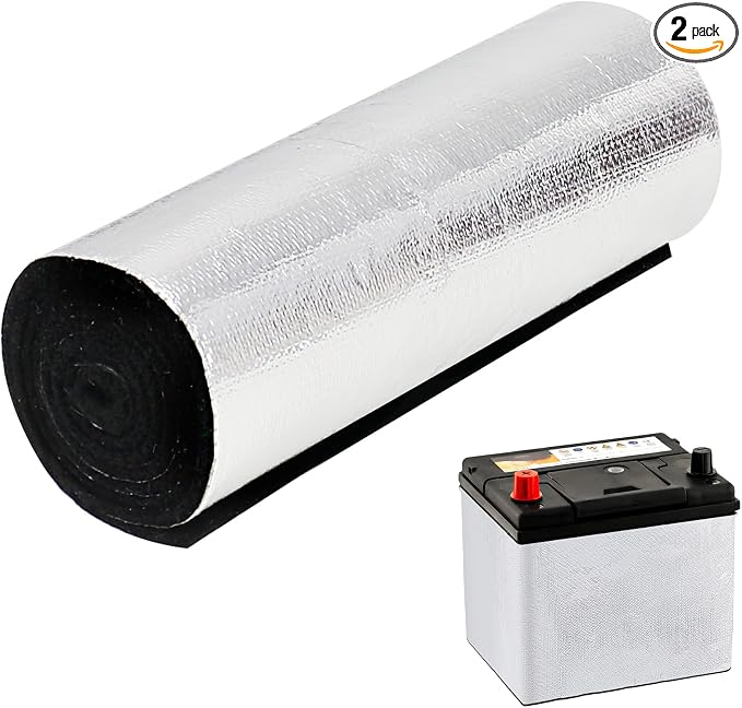 Battery Insulation Kit, Car Battery Insulation Blanket ,Car Battery Wrap for Cold Weather, ‌Preserve Against Radiant Heat, Acid Neutralization, and Easy Installation, 40"x7" (Thickness 5mm, 2)