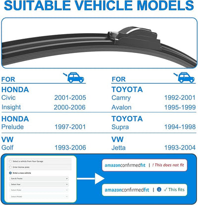 CJPPPZIW® Windshield Wipers -21"+19" Replacement for 2001-2005 Honda Civic/1992-2001 Toyota Camry,OEM Quality Premium All-Season Wiper Blades (Set of 2)