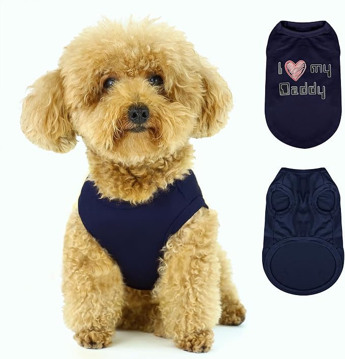 Expressive Pet Vest: Sleeveless Dog Shirt with 'I Love My Daddy' Slogan, Ideal for Chihuahuas, Poodles, Yorkies, and More Adorable Design, Ultimate Comfort, Easy Maintenance! Navy Blue X-Small