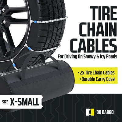 Tire Chain Cables For Snow & Ice, Fits Passenger Cars & Some SUVs, Constructed to Provide Maximum Traction & Grip - Set of 2 (X-Small)