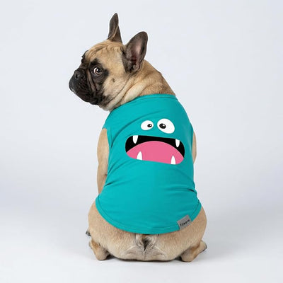 Fitwarm 3 Pack Monster Dog Shirt, Lightweight Funny Dog Tshirt, Summer Clothes for Small Dogs Boy Girl, Pet Outfit, Orange, Green, Teal, XXL