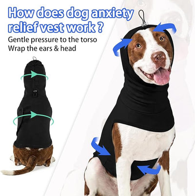 MIGOHI Calming Vest for Dogs | Anxiety Vest for Medium Dogs,Dog Calming Shirt for Storm,Separation,Fireworks, Anxiety Wraps for Dog to Stop Panting & Hiding During Vet Visit,Travel,Black,L