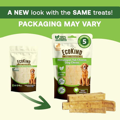 EcoKind Yak Cheese Himalayan Dog Chews, Yak Chews for Small Dogs, Long Lasting Bone for Aggressive Chewers, 4 Ingredients Natural High Protein Dog Treats, No Additives, Peanut Butter, Small - 16 Chews