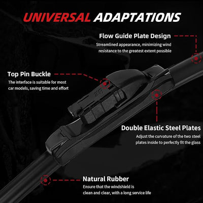 OTUAYAUTO Windshield Wiper Blades - Replacement for Chevy Chevrolet Traverse 2009-2017 Malibu 2009-2012, GMC Acadia 2007-2016 - All-Weather Performance, Top Lock Window Wipers - 24"+21" (Pack of 2)
