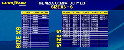 Goodyear Grip Snow Socks for Tires. Designed for All Tire Brands. Textile Chain Replacement for Optimal Traction in Snow & Ice. Easy Install. Emergency Winter Safety Solution, Multi-Season Use. Sz S
