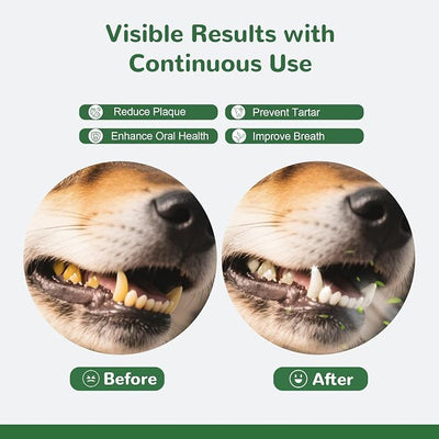 Dog Dental Powder, Dental Powder for Dogs Teeth Cleaning and Breath Fresh, Dog Dental Care with Natural Enzymes, Probiotics, Tartar Remover and Plaque Off - 150g