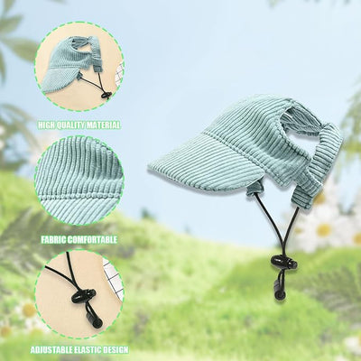 Dog Baseball Cap, Dog Cat Summer Beach Visor Hat with Ear Holes, Adjustable Puppy Sunbonnet Headdress (Green, Small)