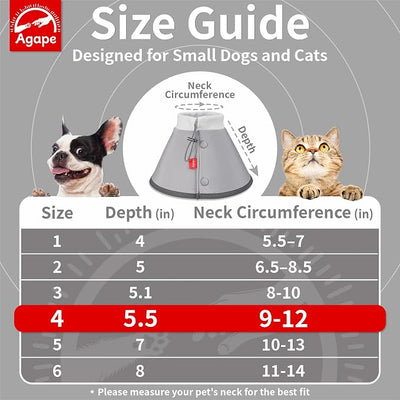 Agape Soft Dog Cone for Small Dogs & Cats, Recovery Collar to Stop Licking | Comfy E Collar Alternative for Puppies, Adjustable Cloth Cone After Surgery, Protective Neck Cone for Kittens, Washable
