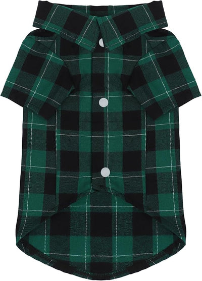 Paiaite Plaid Dog Shirt: Classic CheckeGreen Style in Pure Cotton for Large, Medium, and Small Breeds, Comfort, Breathability, and Elegance. Perfect for Everyday Wear, and Photoshoots Green L