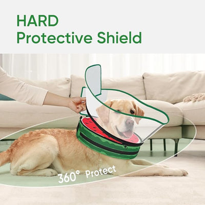 Sponge Dog Cone Collar, Dog Donut Collar After Surgery with Clear Shield, Adjustable Soft Cone for Dogs to Stop Licking-Comfy Cone for Large Medium Small Dogs (Watermelon,XXL)