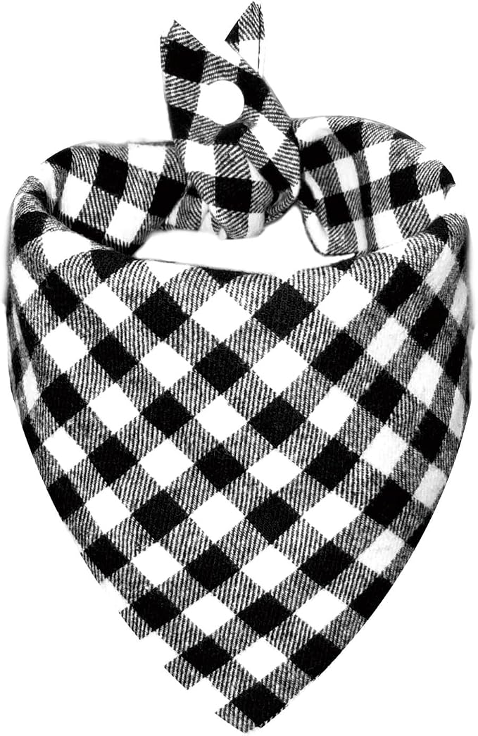 Black and White lattices Pet Dog Bandana Triangle Bibs Scarf,Cute Winter Dog Accessories Boy & Girl Pets, Scarf for Puppy & Cat, Birthday Holiday for Dogs (Large)